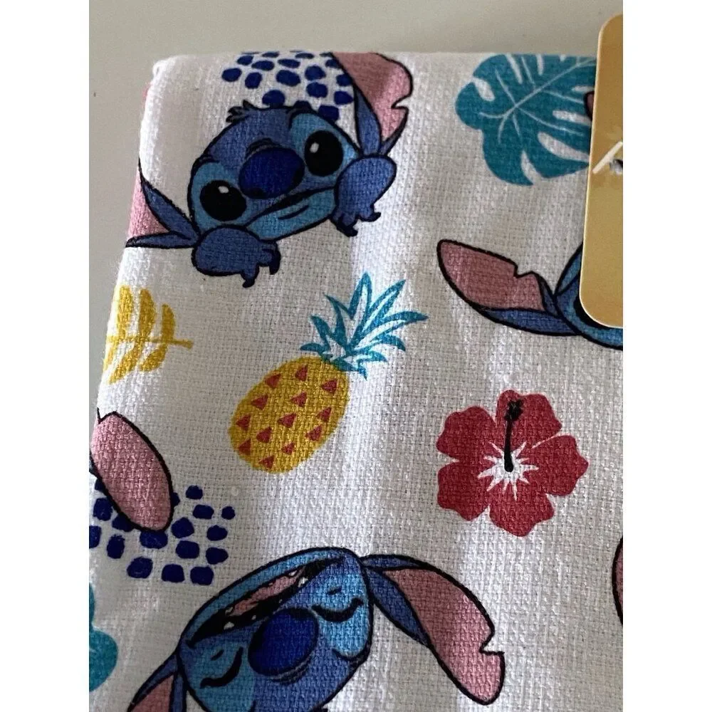 2‎ Pack Disney Stitch Faces Kitchen Towels Pineapple Hibiscus Tropical 16 X 26”